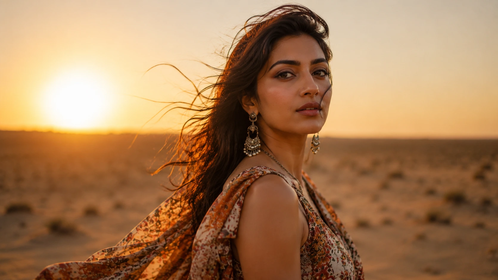 Bohemian traveler AI image prompt for women — 4K cinematic portrait