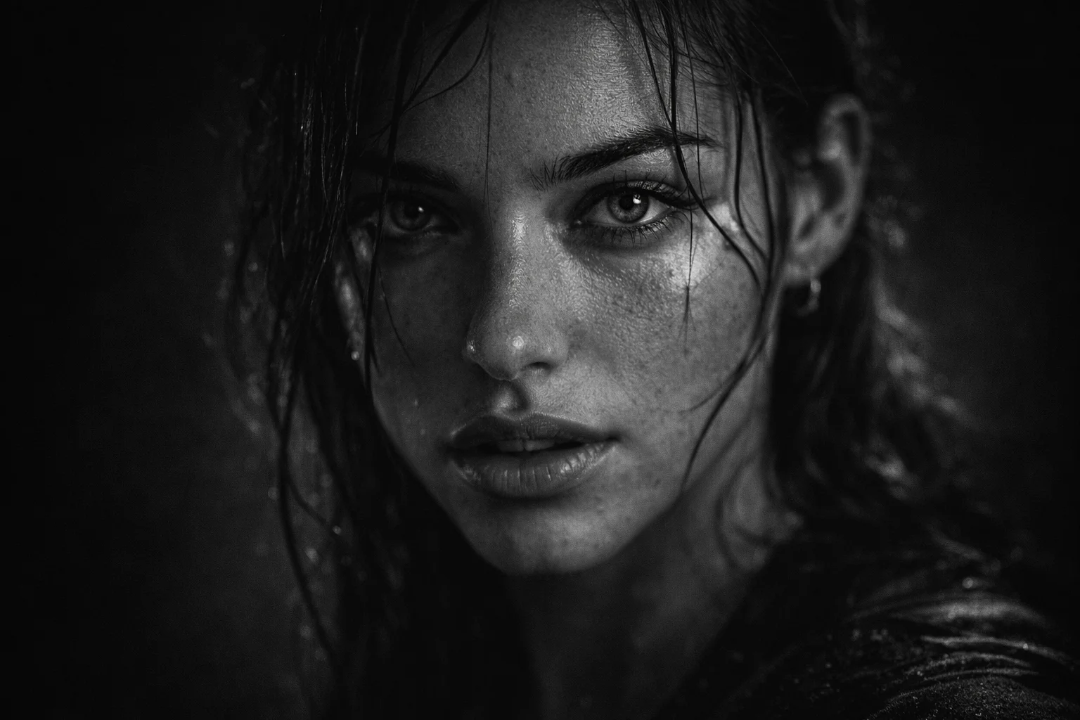 Black and white hyper detailed portrait