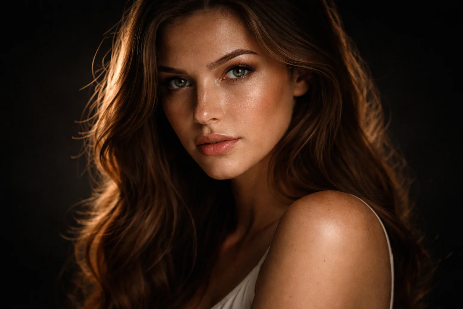 Moody studio portrait high contrast