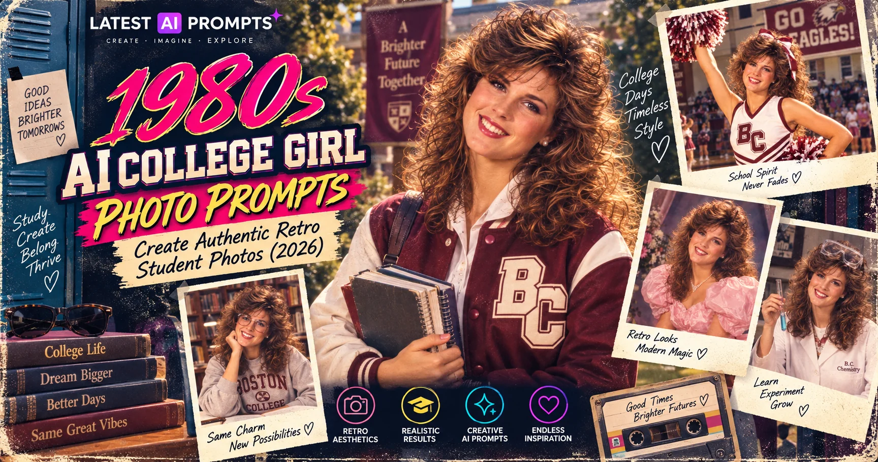 10 Viral 1980s AI College Girl Prompts — Create Retro Student Photos With ChatGPT