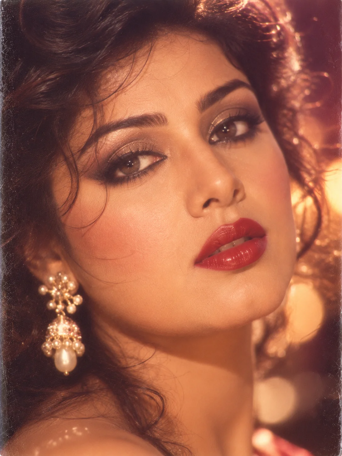 1980s close-up beauty shot AI photo prompt — film grain vintage portrait style