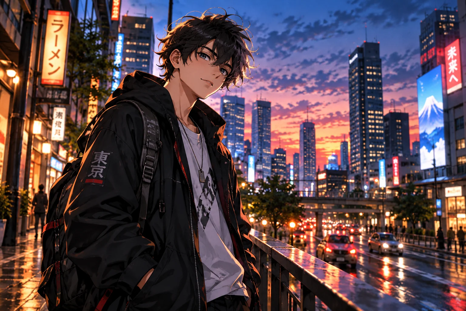 Cinematic anime portrait with dramatic lighting and detailed character features