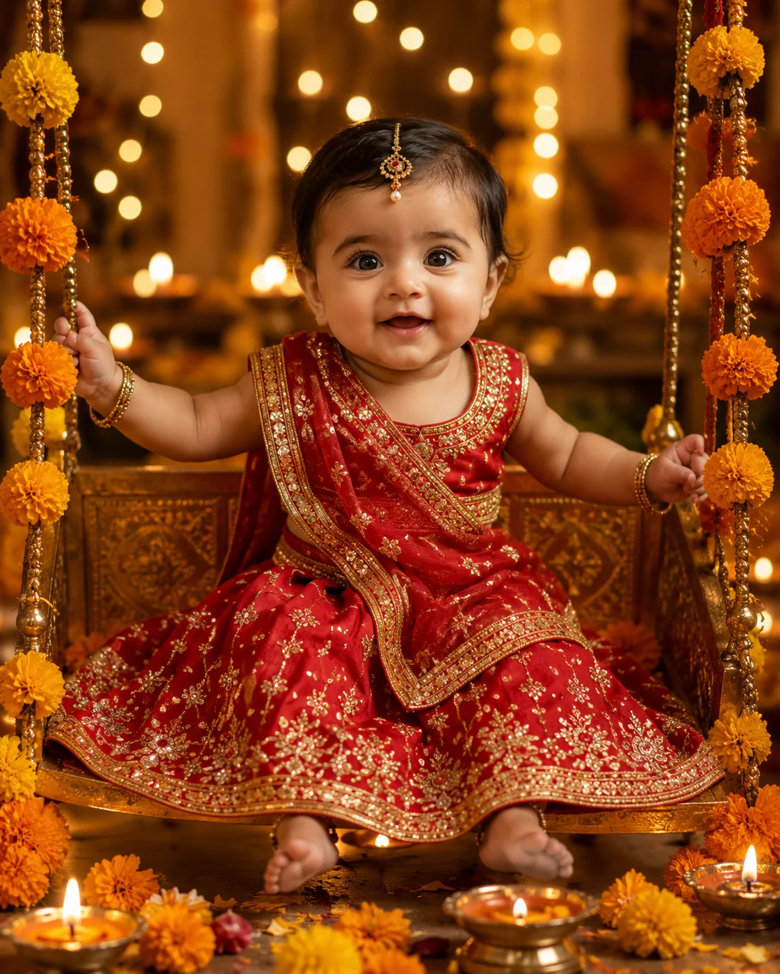 Indian festive baby portrait AI image prompt for baby photography — Diwali and traditional look