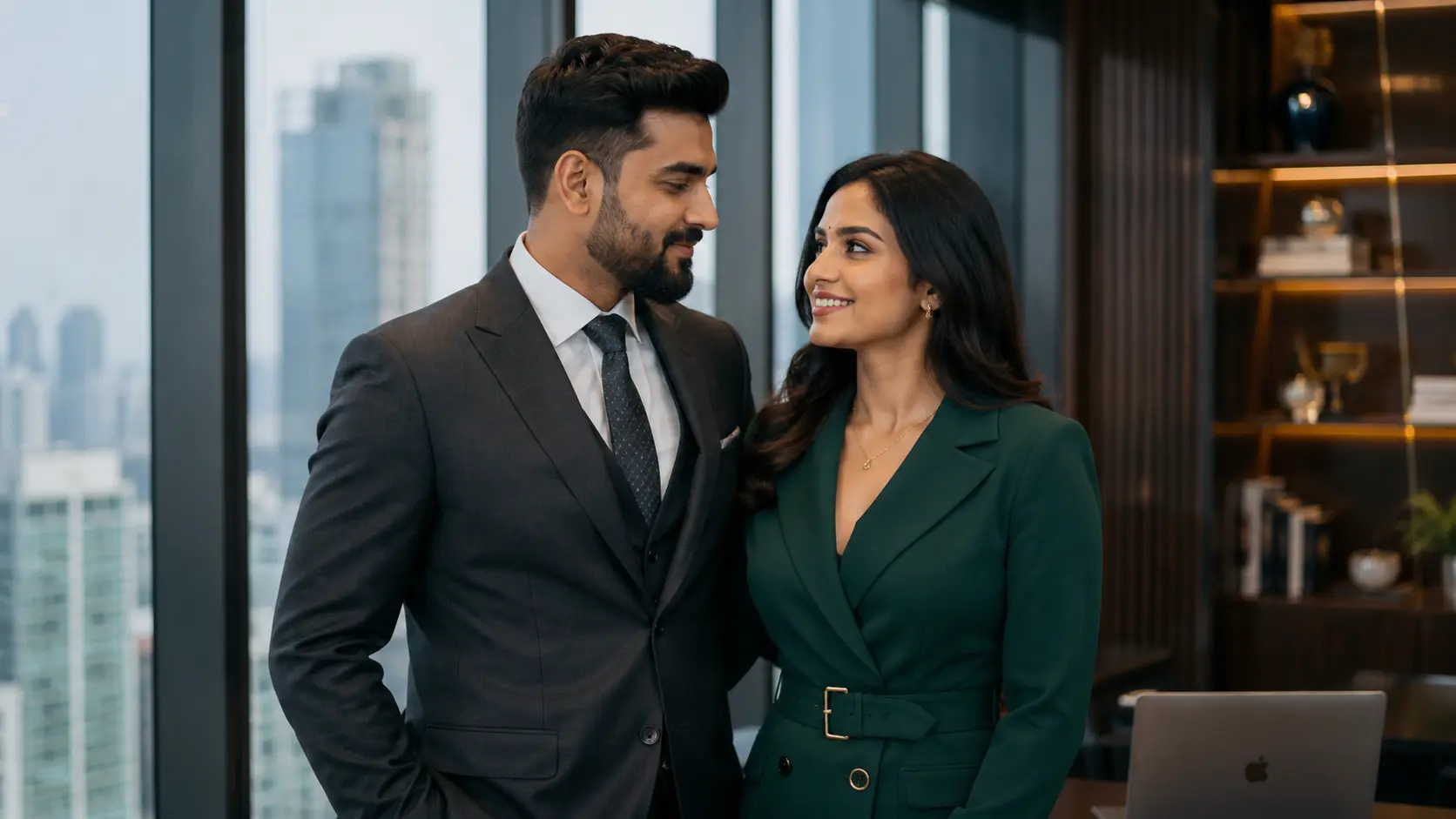 Modern power couple AI image prompt for couples — professional 4K portrait