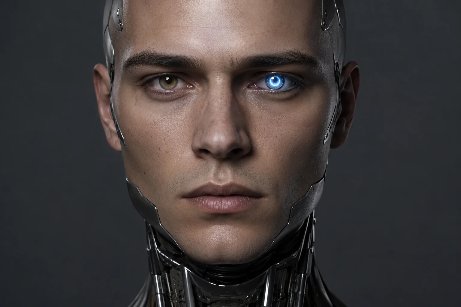 Uncanny valley studio portrait AI image prompt for humanoid robot photography &mdash; 4K hyper-realistic android headshot