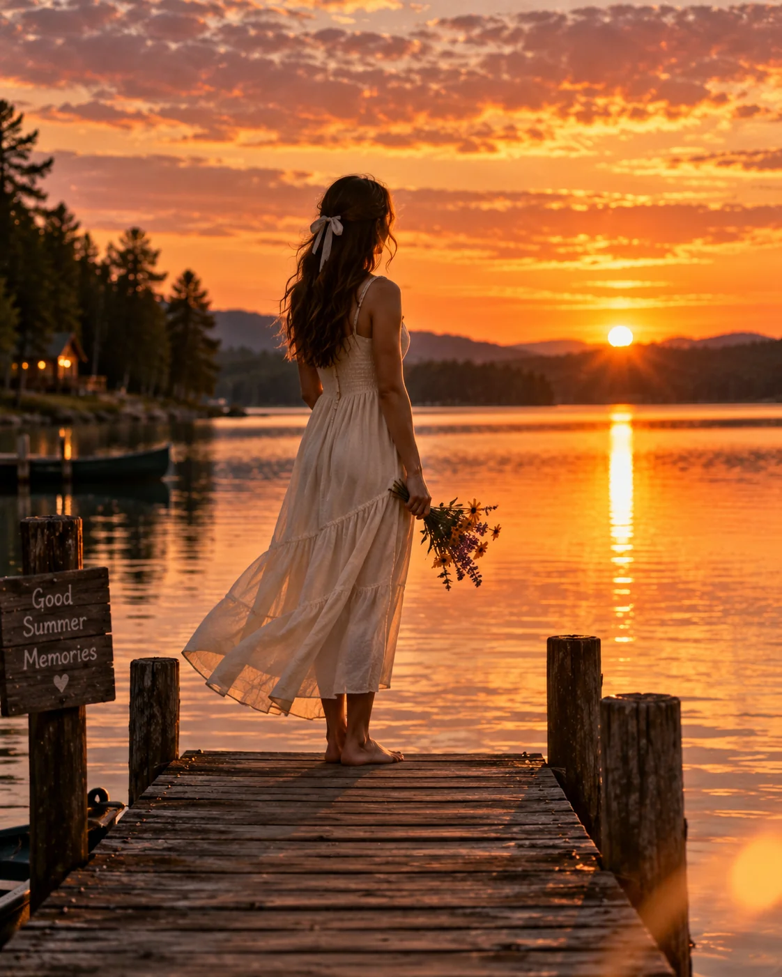 Cinematic summer farewell portrait Labor Day AI image prompt — golden hour emotional photography 4K