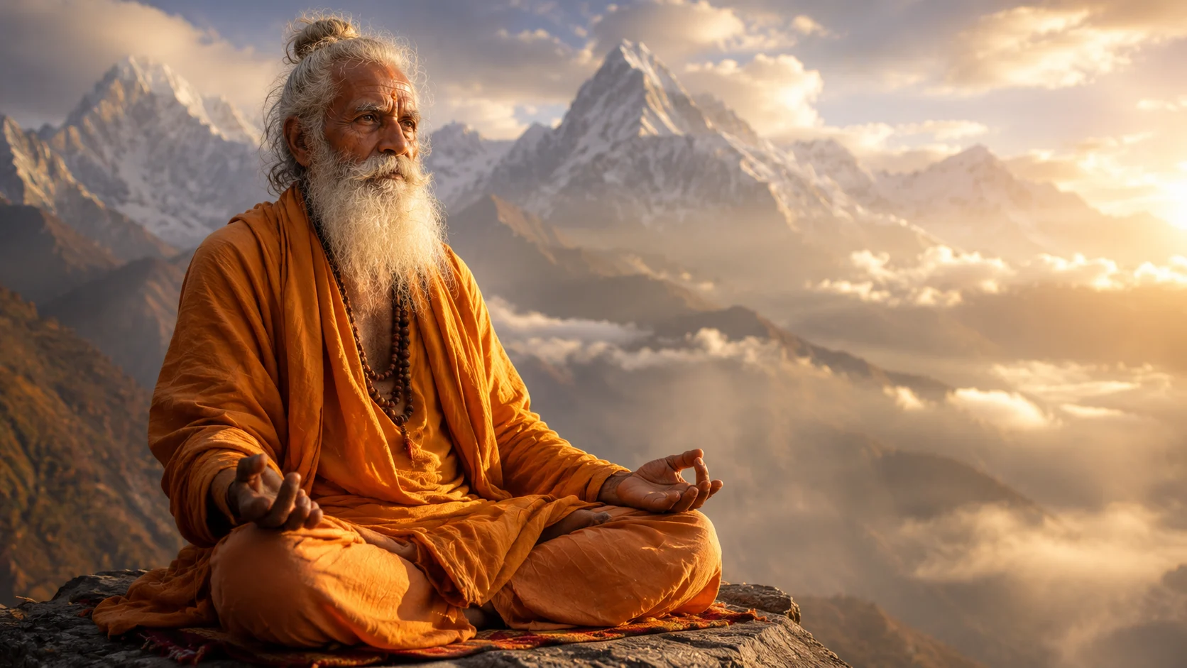 Wise Himalayan sage AI image prompt for old man — 4K spiritual elder portrait