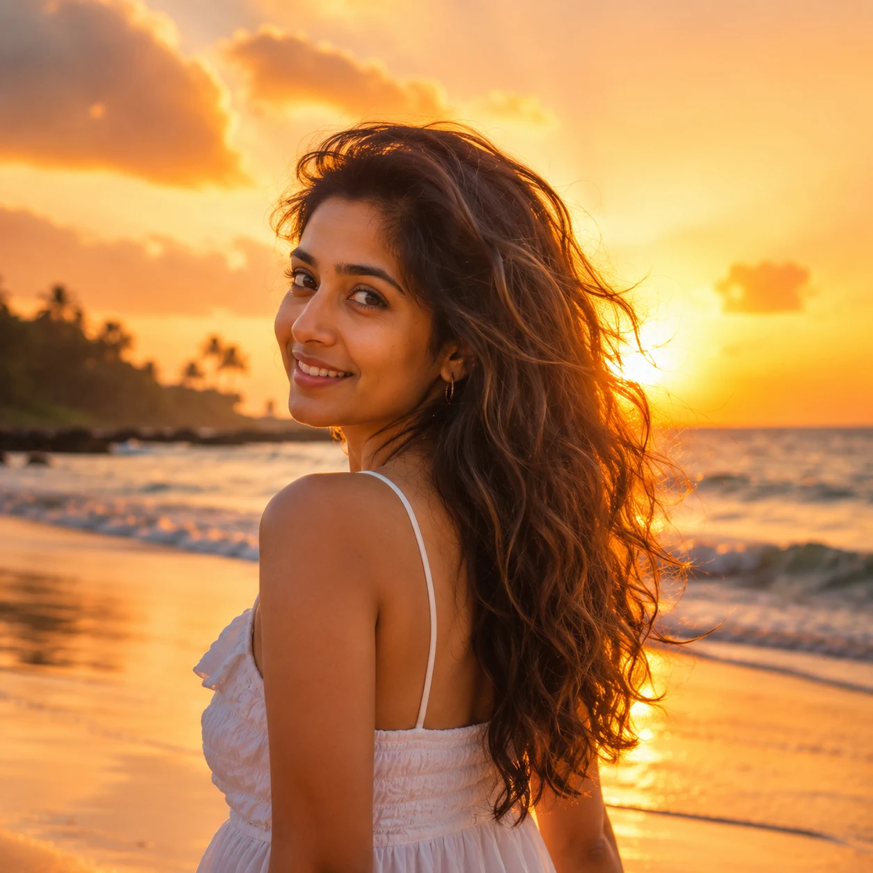Beach sunset golden hour AI prompt for profile picture — 4K summer DP