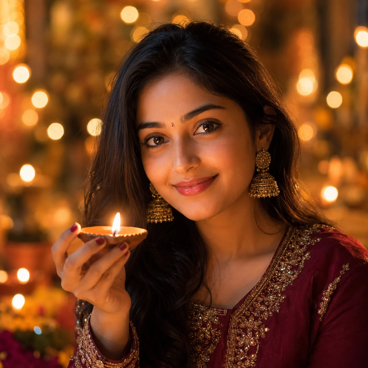 Festive Diwali glow AI prompt for profile picture — 4K celebration DP