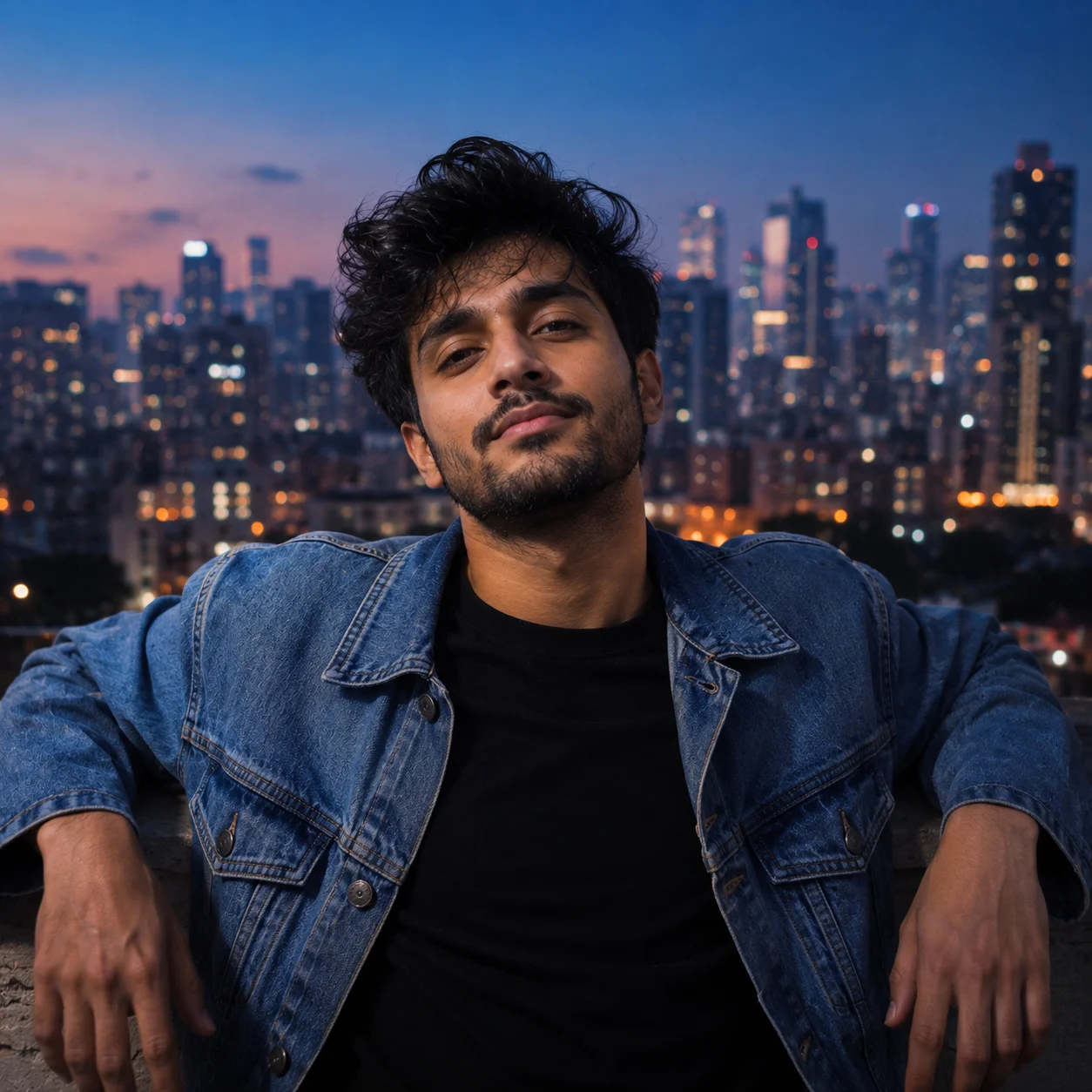 Creative urban rooftop AI prompt for profile picture — 4K city DP