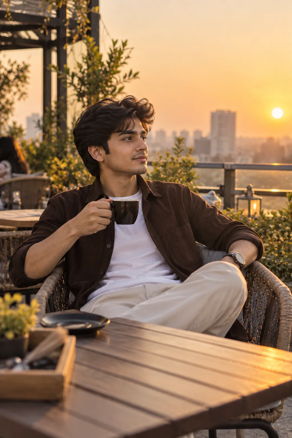Golden hour lifestyle AI photo with warm natural light for Instagram