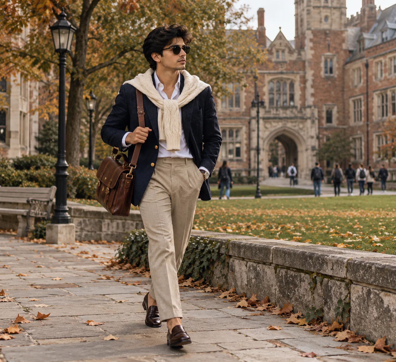Classic Ivy League inspired old money fashion portrait