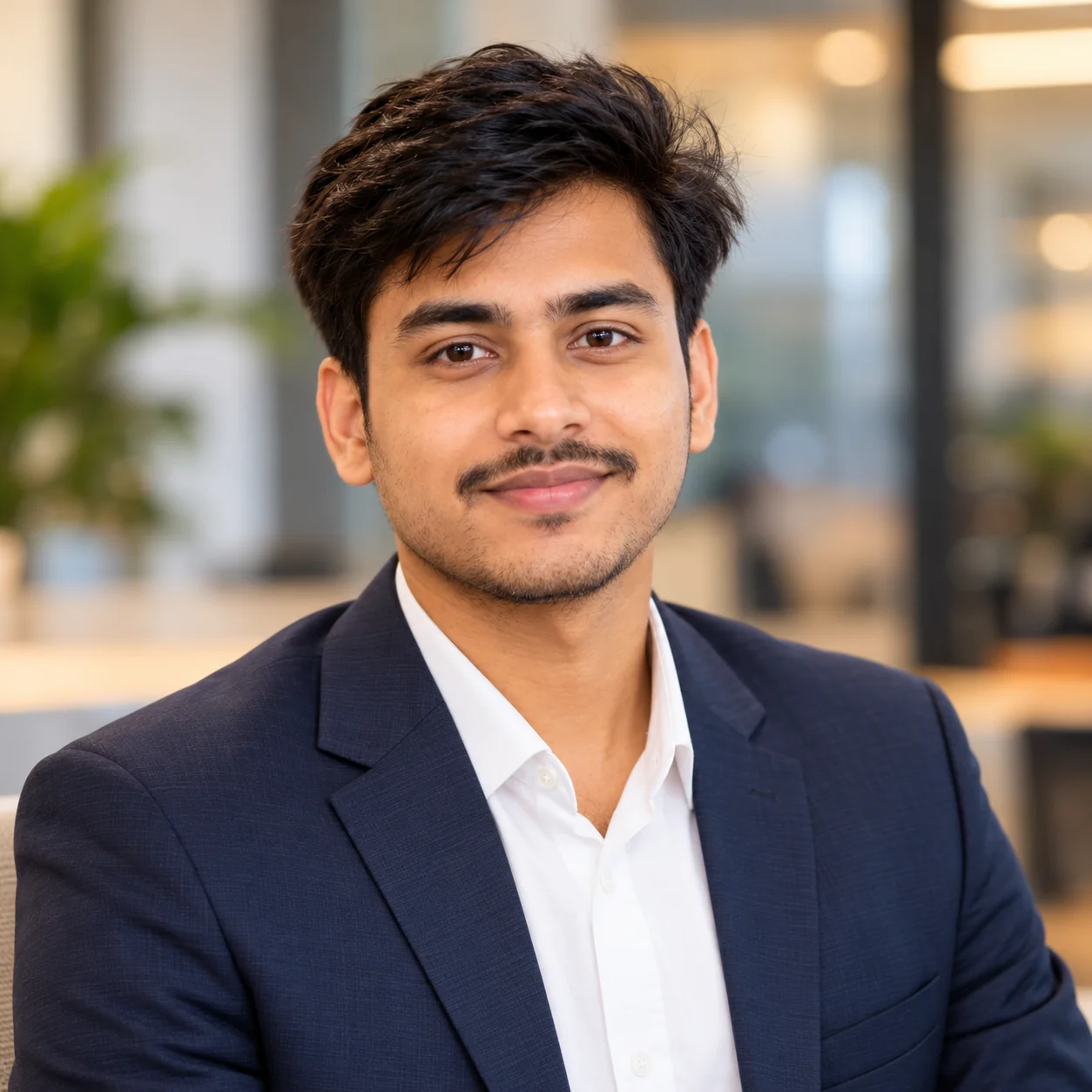 Friendly professional LinkedIn portrait of an adult person with a natural smile, soft lighting, and a bright neutral background