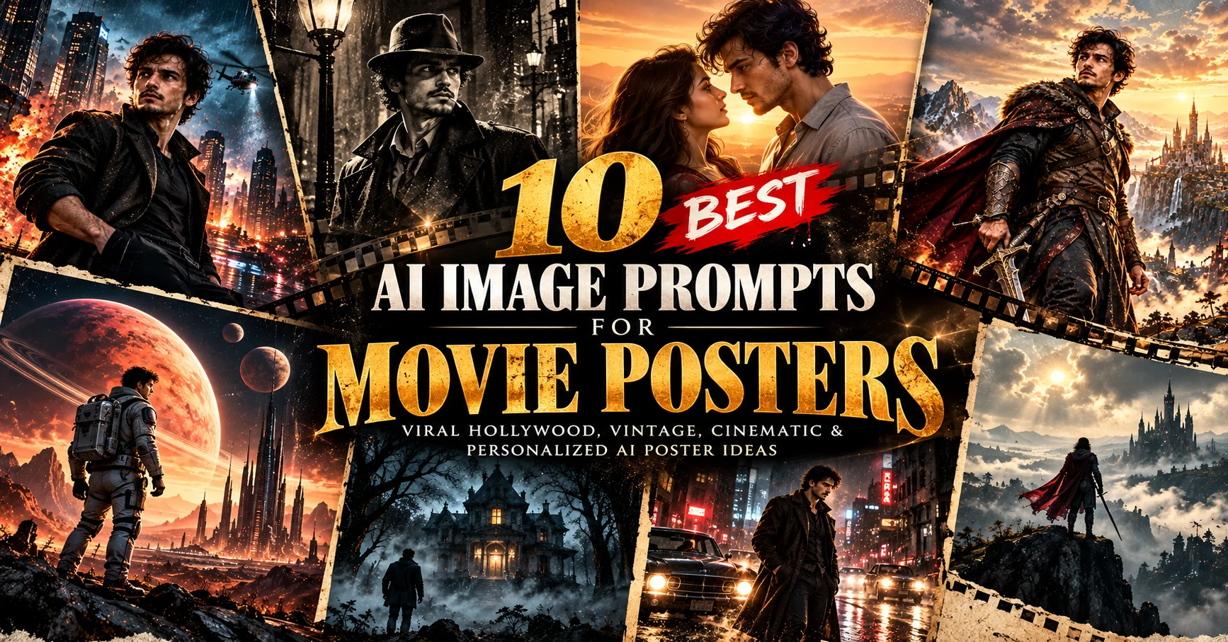 AI generated cinematic movie poster featuring Hollywood, vintage, dramatic and personalized poster styles