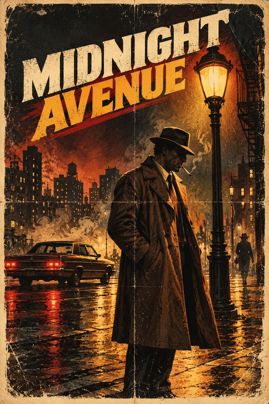 Vintage 1970s inspired AI movie poster with retro colors and printed texture