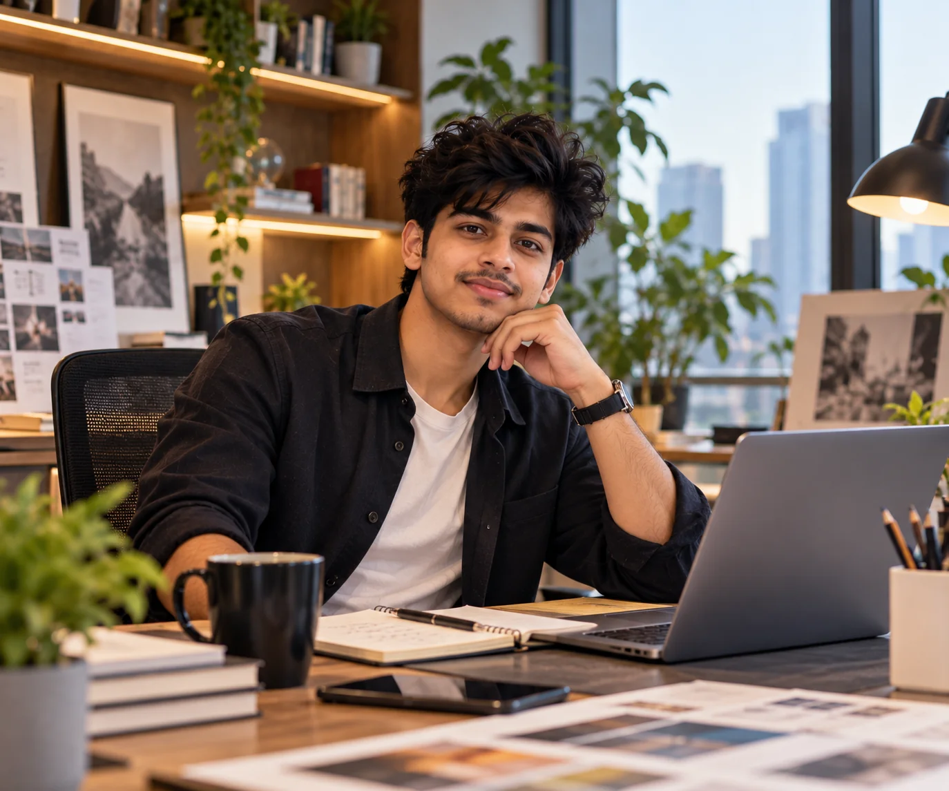 Creative professional portrait inside a stylish modern workspace