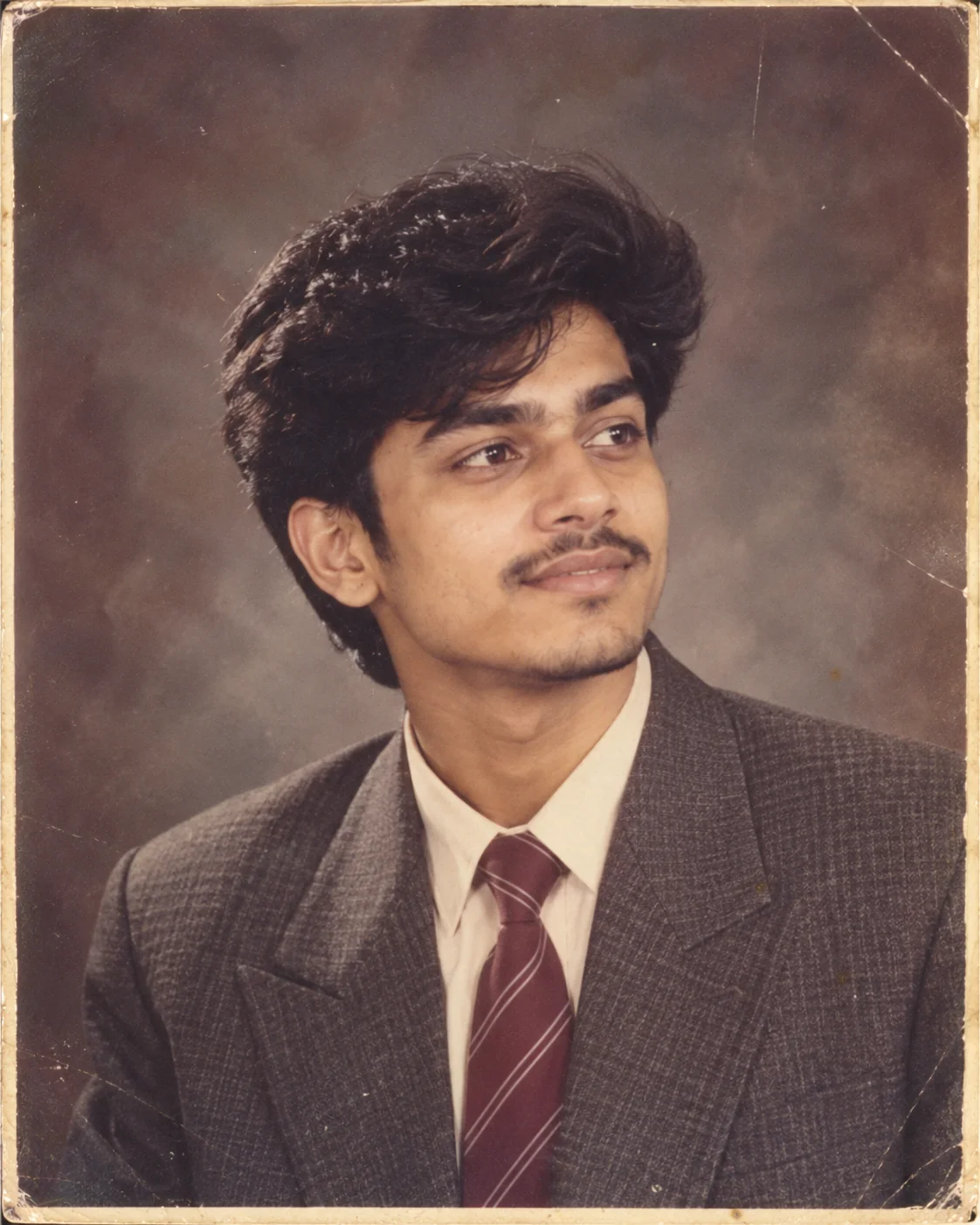 Realistic 1980s-inspired vintage studio portrait created with AI