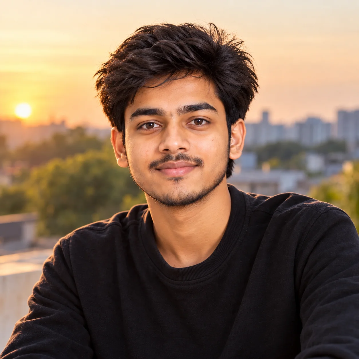 Natural casual AI profile picture with outdoor lighting and relaxed expression