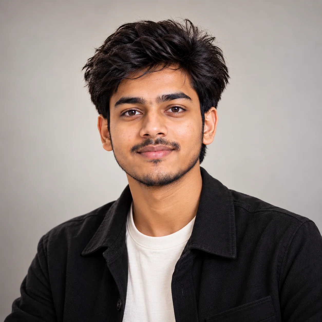Minimalist studio AI profile picture with clean neutral background