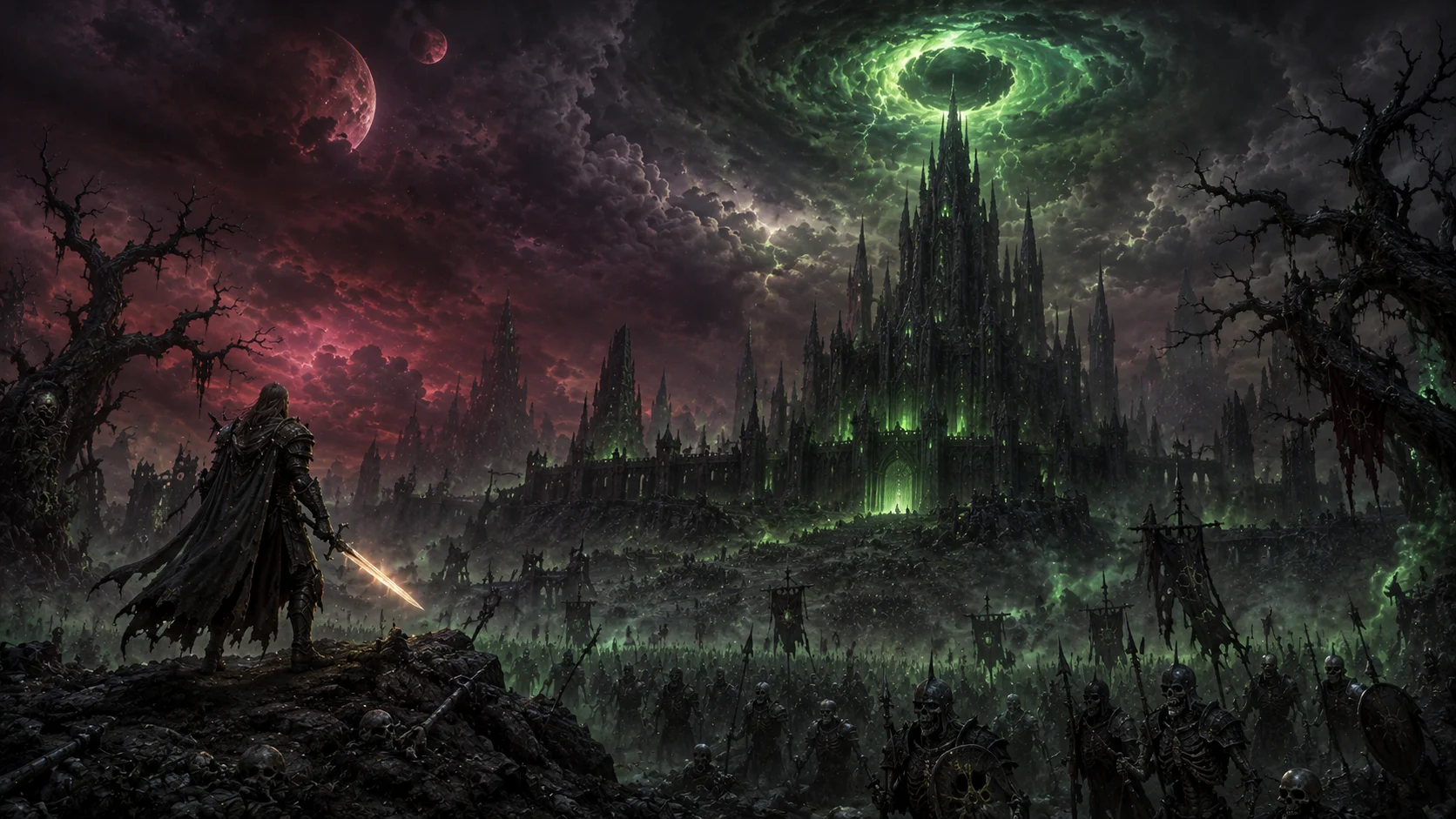 Dark fantasy corrupted land AI fantasy art prompt — 4K dark realm scene