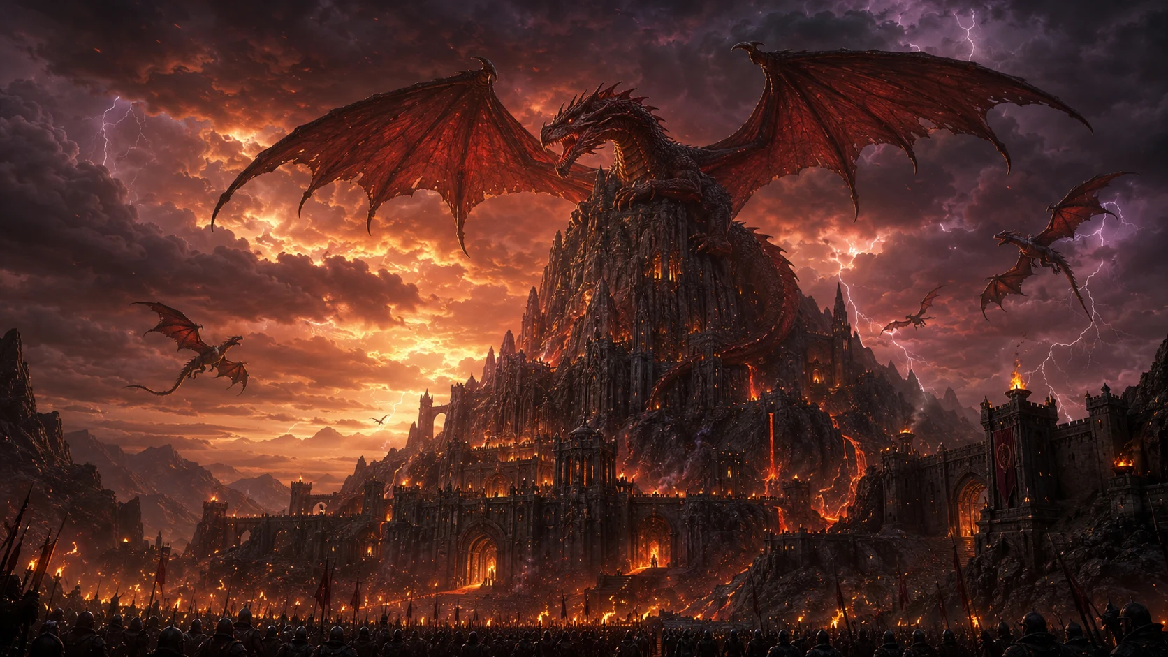 Dragon peak citadel AI fantasy art prompt — 4K epic realm scene