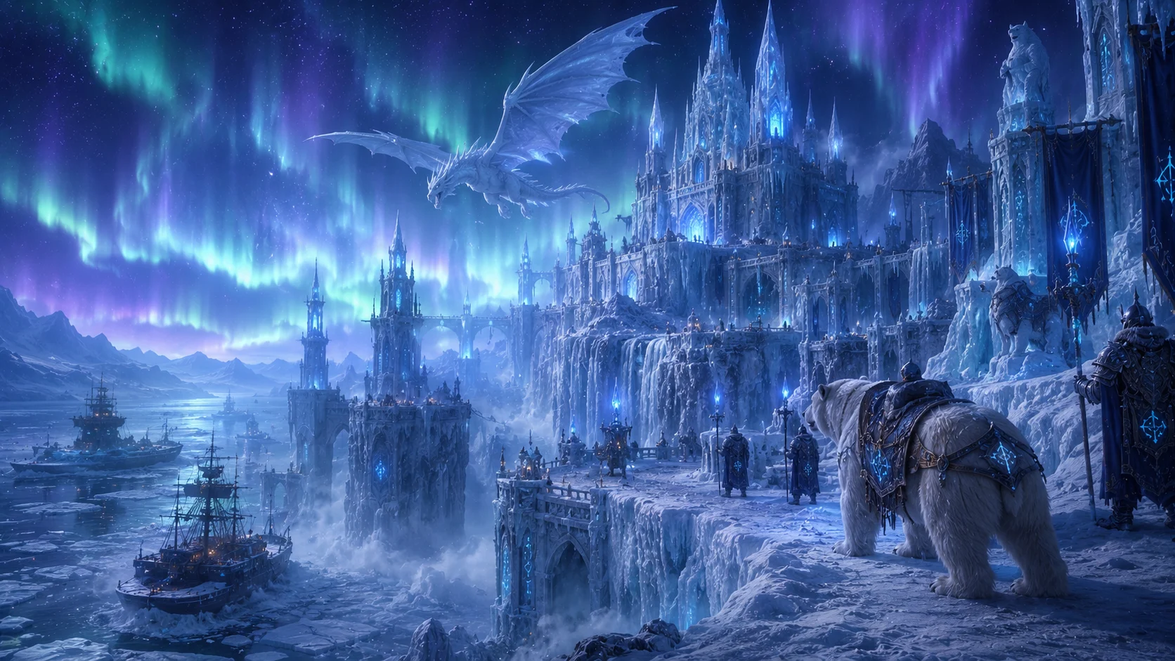Frozen northern citadel AI fantasy art prompt — 4K ice realm scene