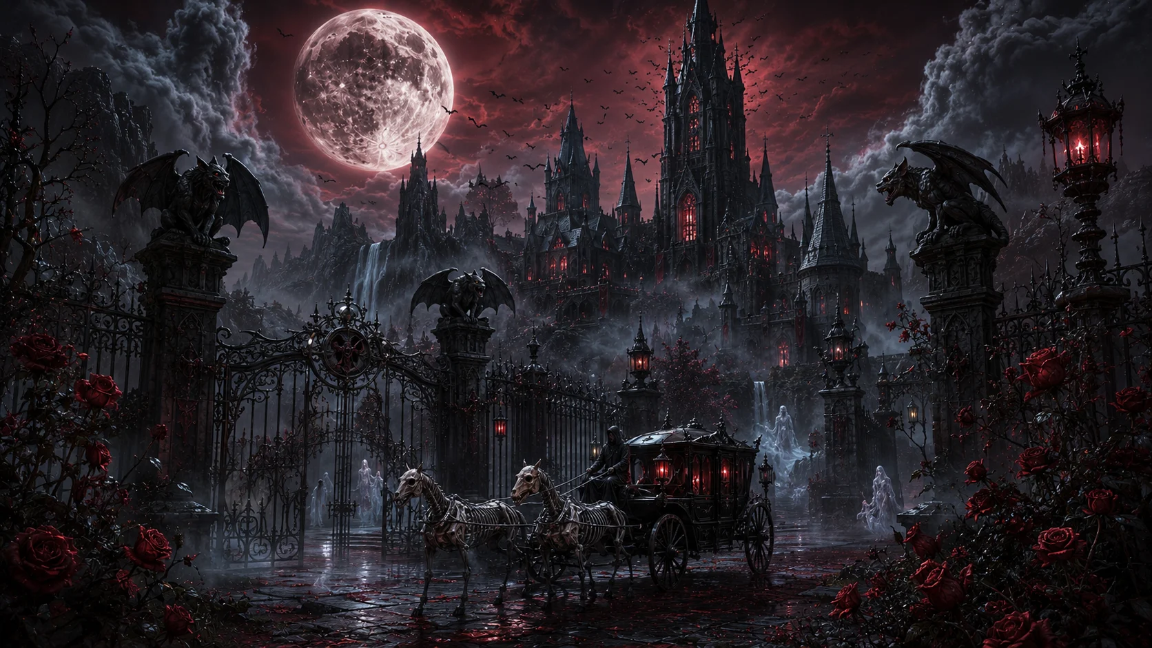Vampire's midnight estate AI fantasy art prompt — 4K gothic realm scene