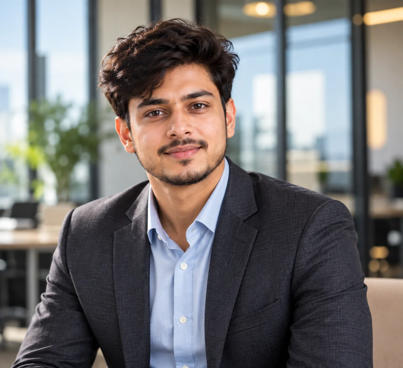 Modern professional man LinkedIn profile portrait generated with AI
