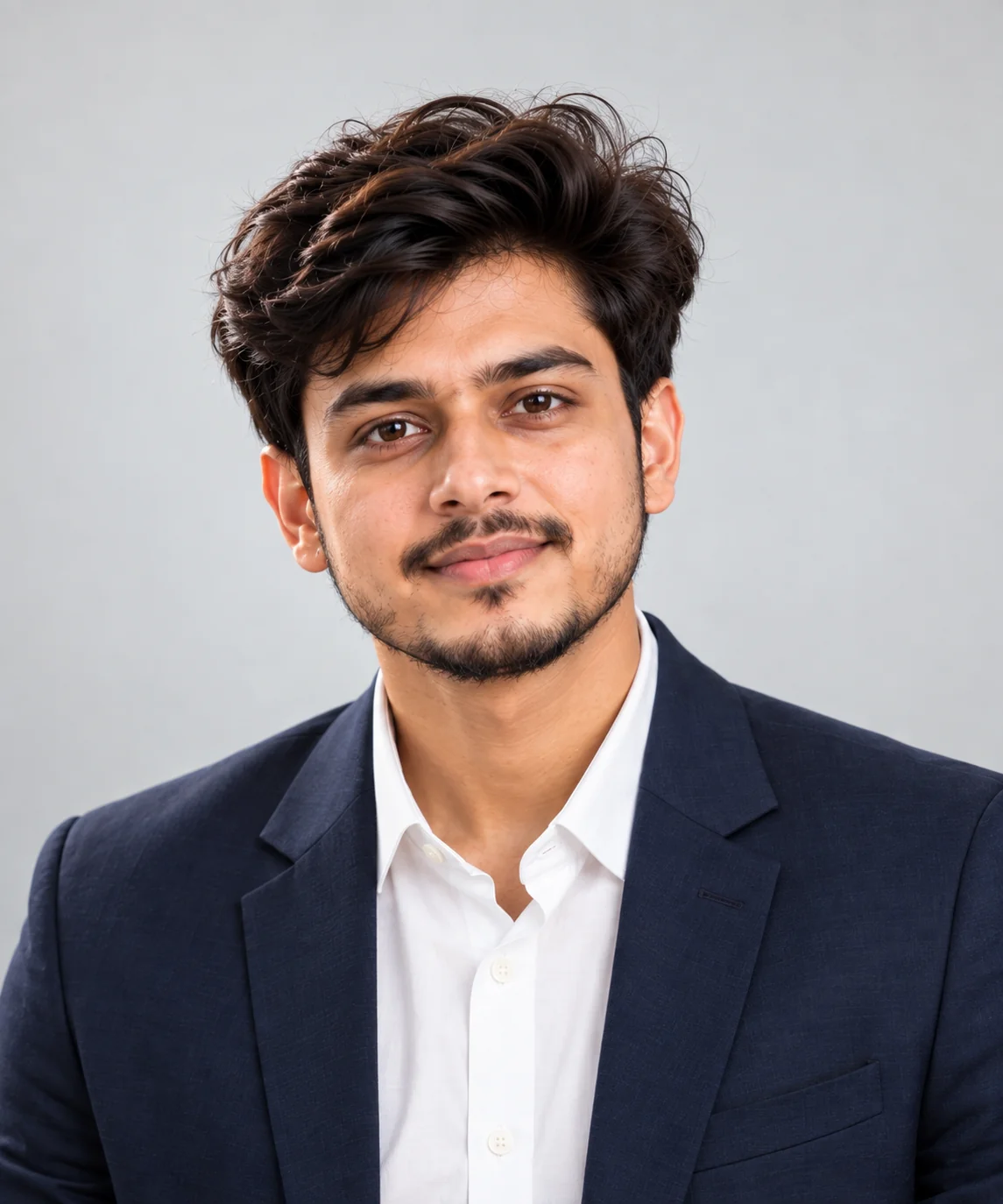 Clean professional resume headshot of a man with a neutral background