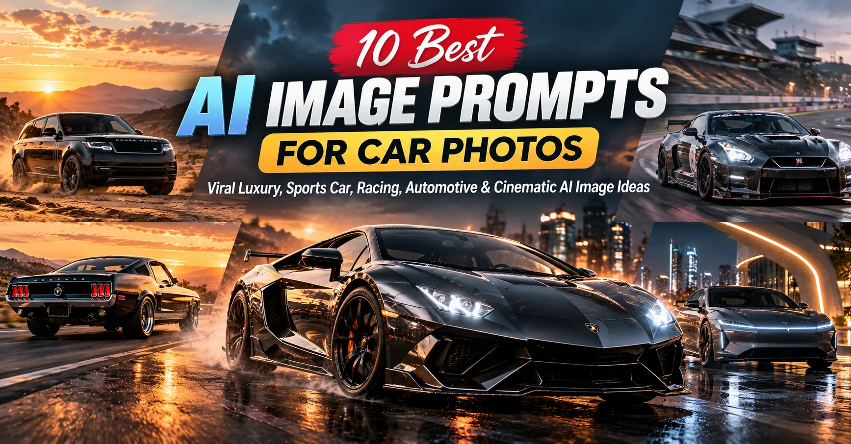 AI-generated cinematic luxury sports car photography in a dramatic automotive setting