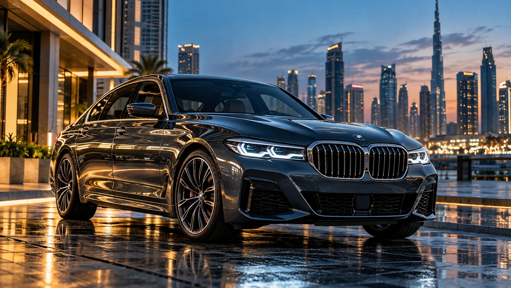 Luxury car photographed in a premium editorial setting with cinematic lighting