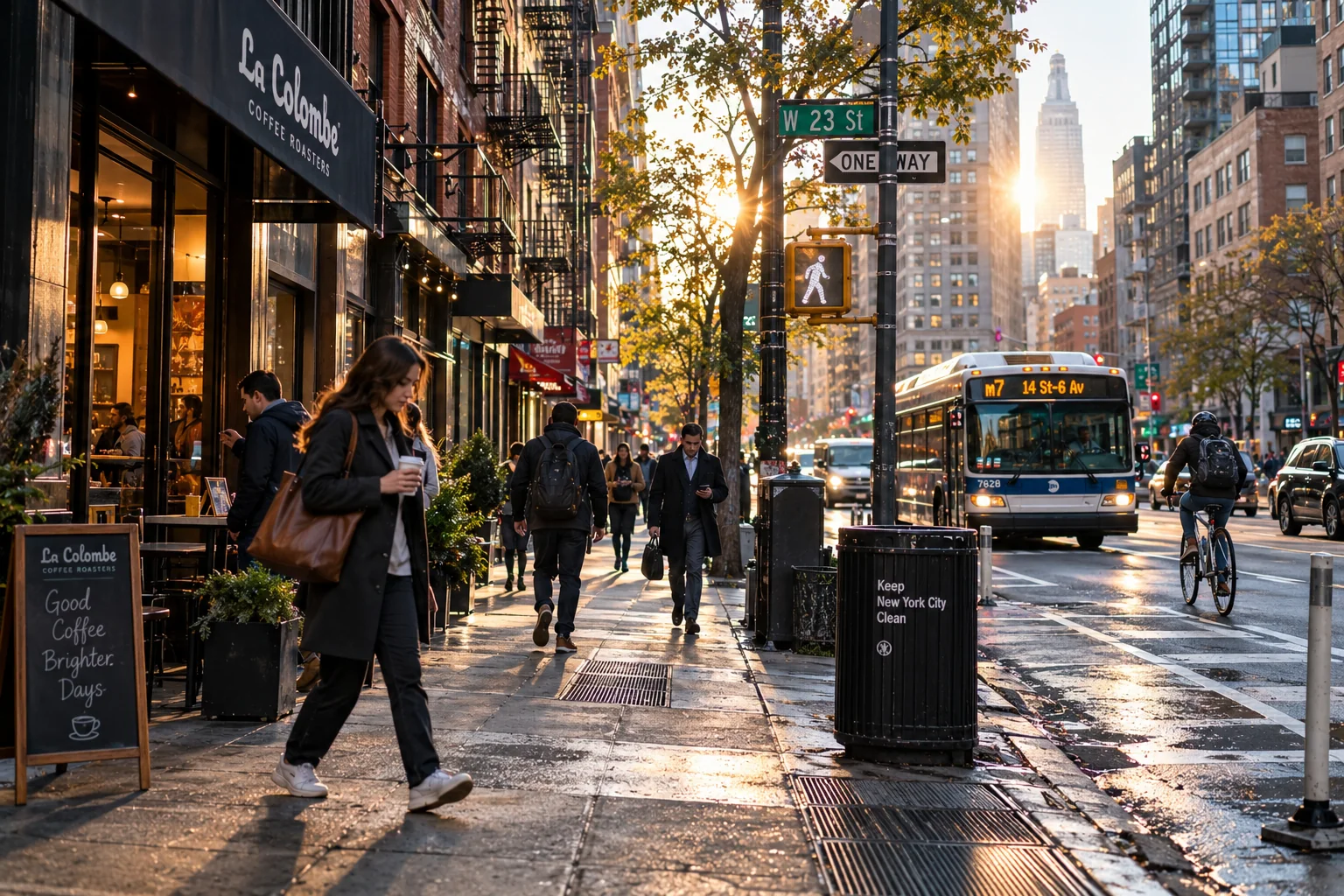 Quiet early morning urban street captured in documentary photography style