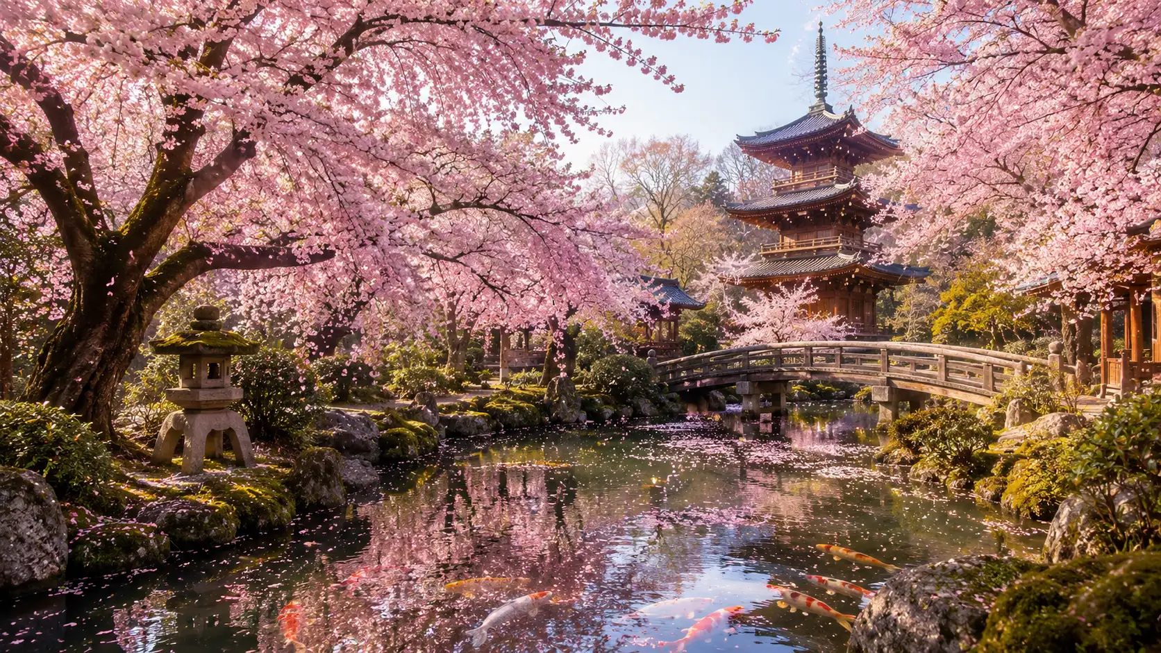 Cherry blossom spring in Japan AI landscape prompt — 4K sakura scenery