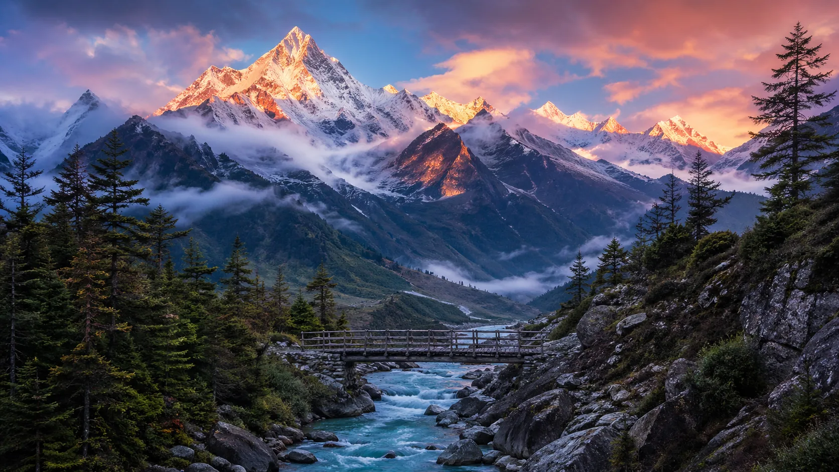 Misty Himalayan mountains AI landscape prompt — 4K cinematic nature scene