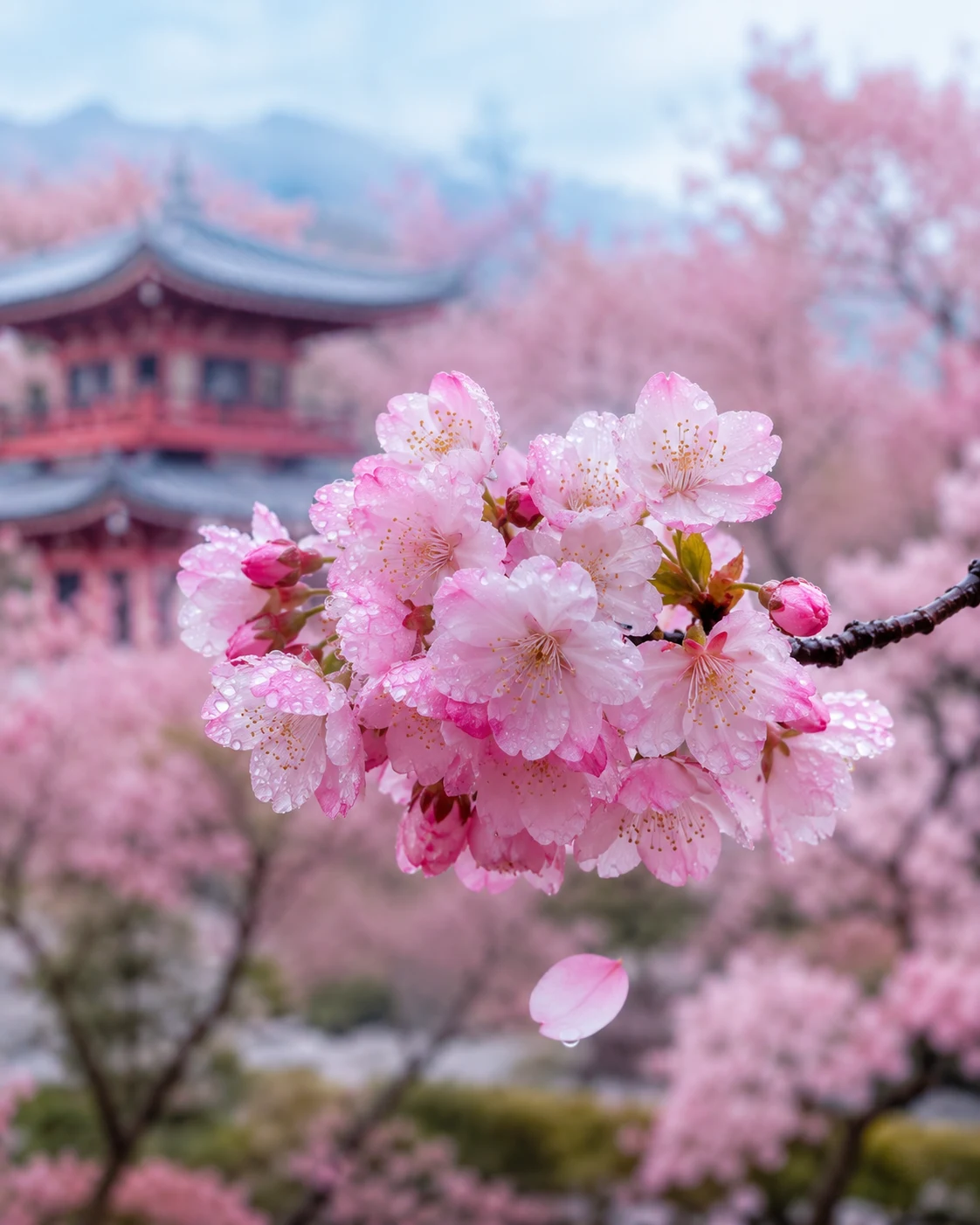 Cherry blossom branch AI nature photography prompt — 4K floral scene