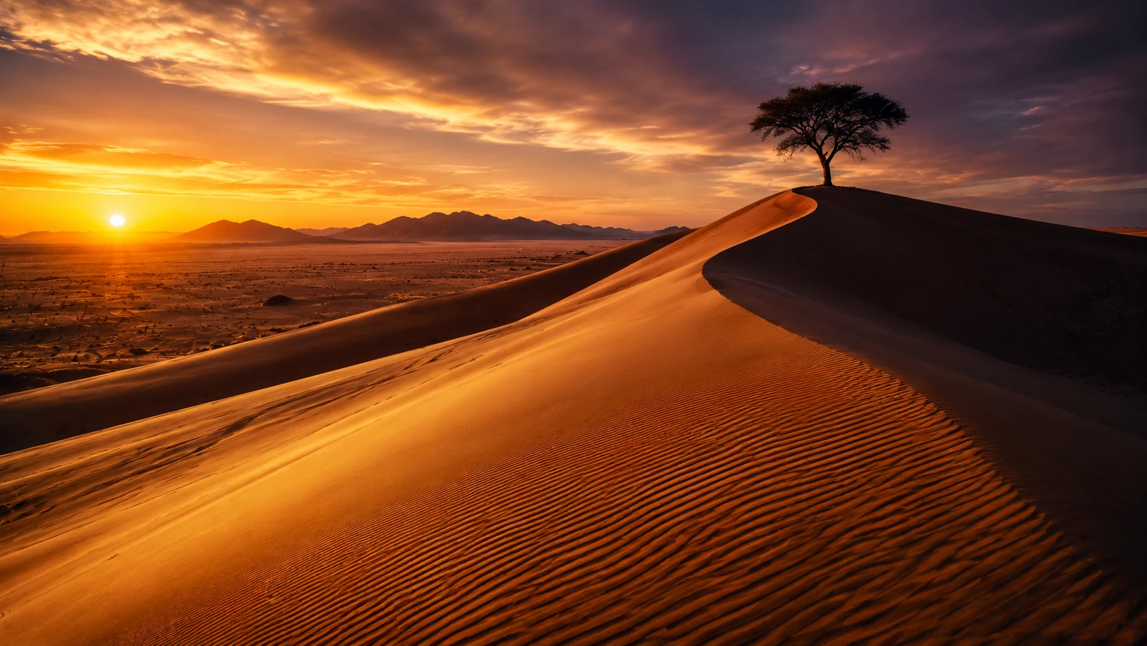 Golden hour desert dunes AI nature photography prompt — 4K desert scene