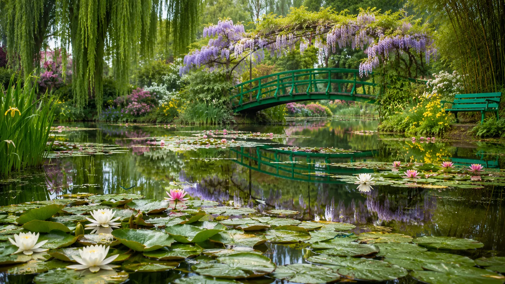 Monet's garden water lilies AI nature photography prompt — 4K garden scene
