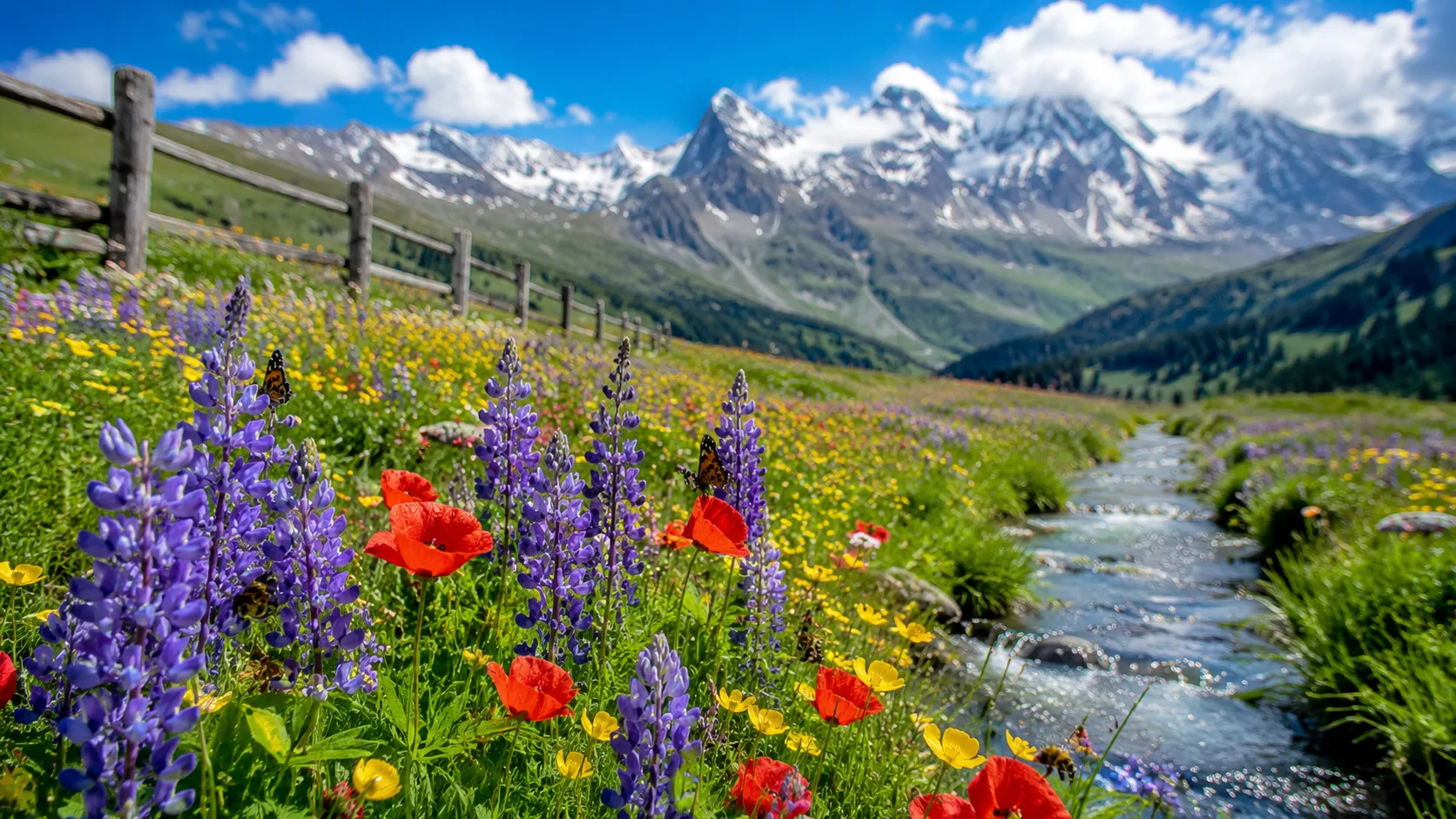 Wildflower meadow spring AI nature photography prompt — 4K floral scene