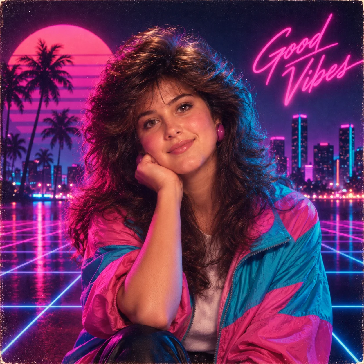Neon synthwave 80s portrait ChatGPT prompt — retro cyberpunk AI photo transformation