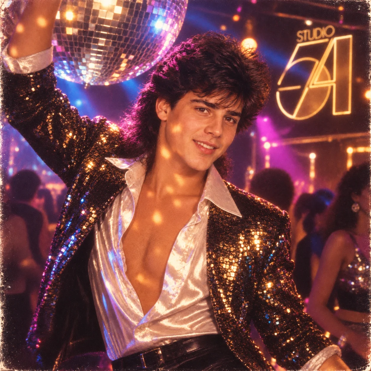 Disco night club ChatGPT 80s Instagram trend — Studio 54 party event retro AI portrait