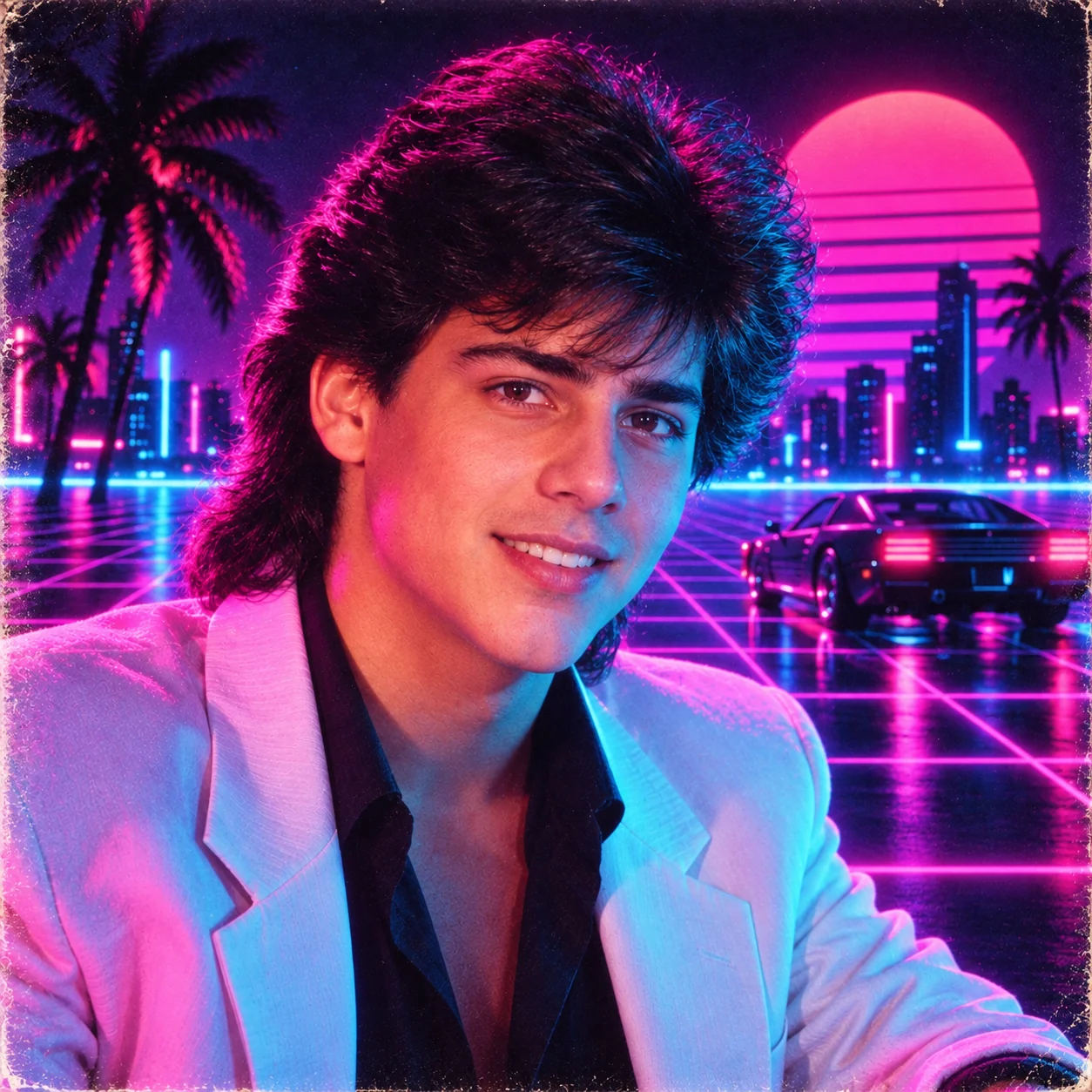 Neon synthwave ChatGPT 80s photo trend — most saved Instagram retro AI portrait