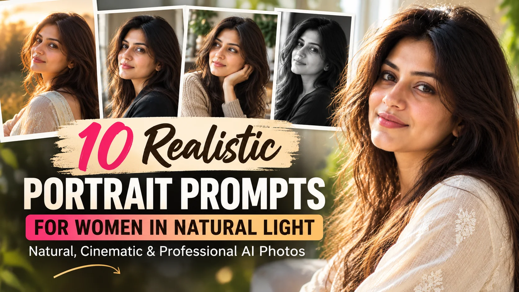 Photorealistic portrait of a woman in soft natural window light with realistic skin texture and professional portrait photography